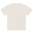 The Knotbound Oversized Faded Drifter Tee in bone, detail view.