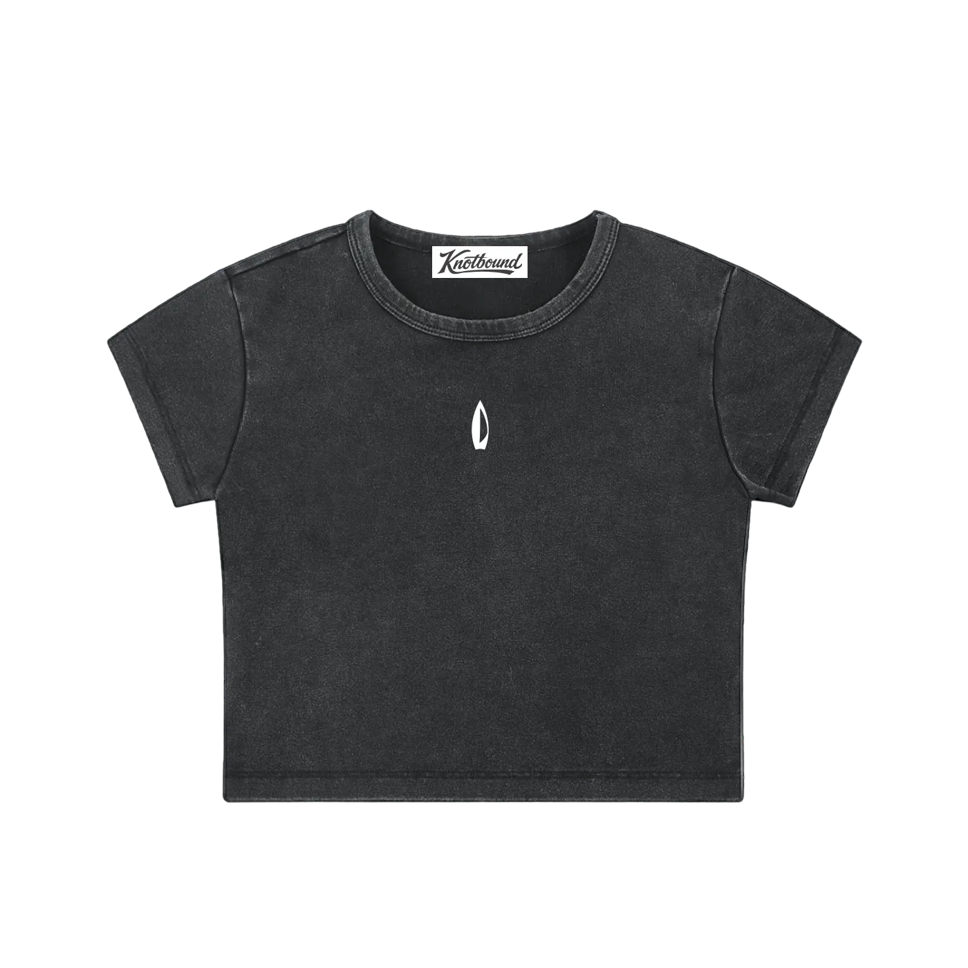Black snow washed crop top, shown flat against a white background.