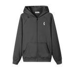 Black hoodie with logos on a white background