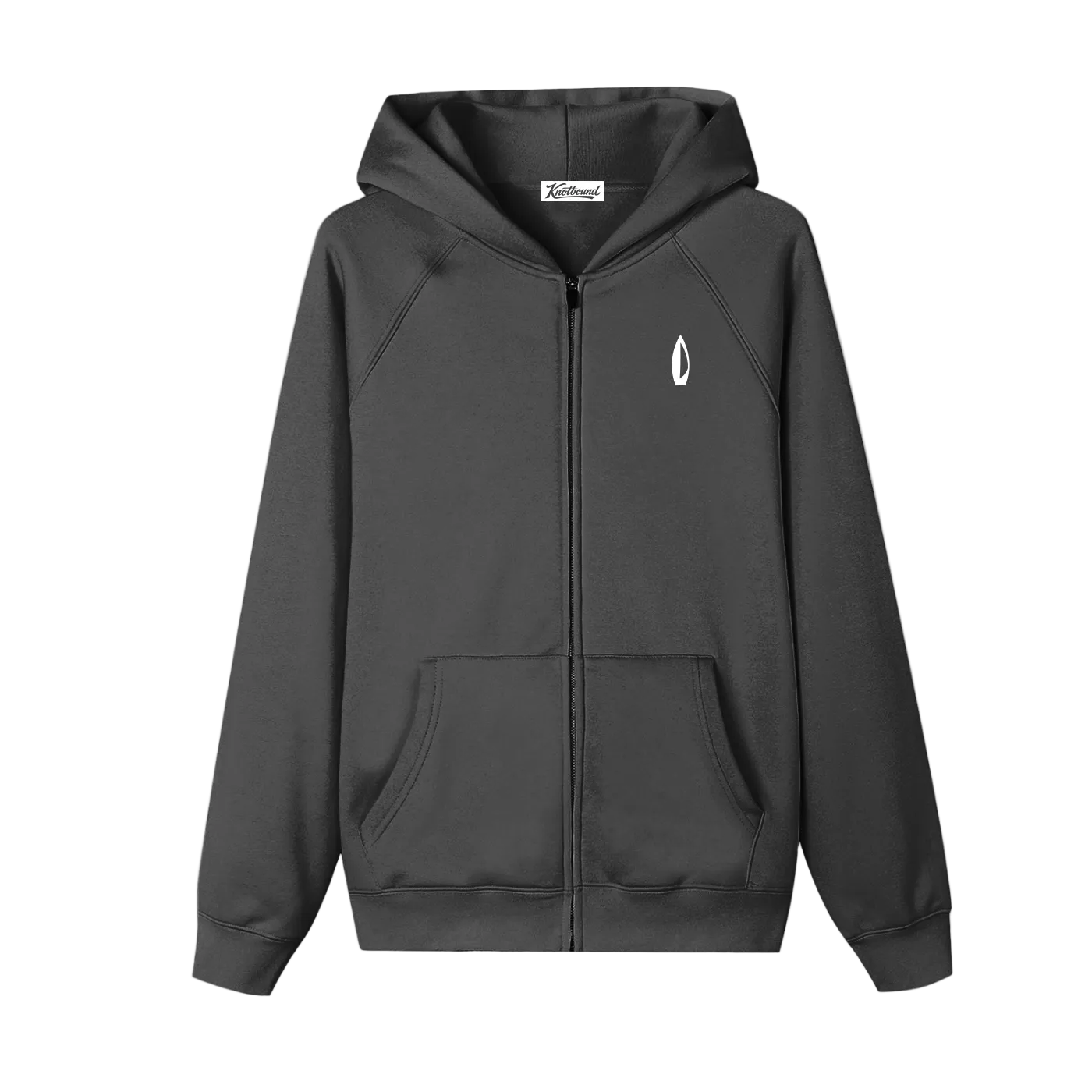 Black hoodie with logos on a white background