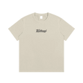 Front view of the LBI Locals x Knotbound tee in beige, with the Knotbound script logo printed on the chest.