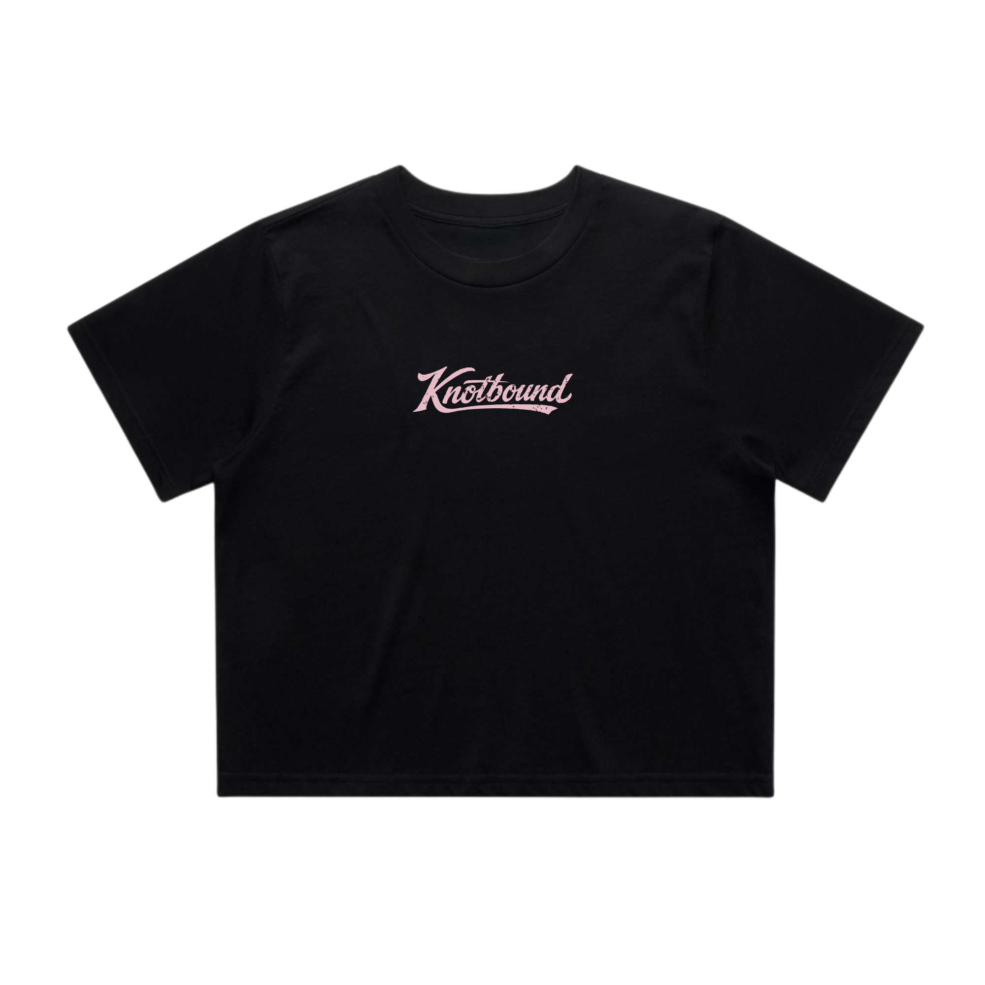 Front view of the Knotbound Drifter Crop Top in black.