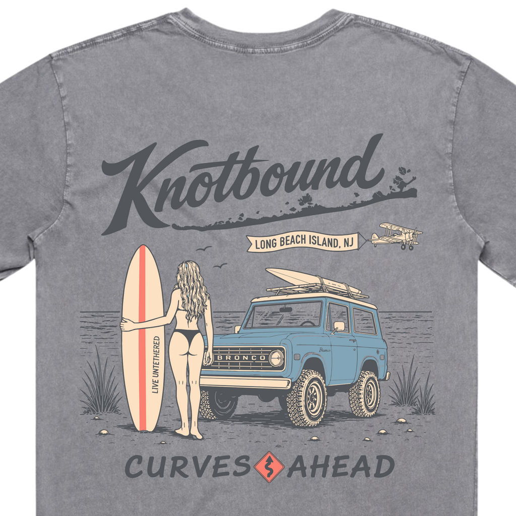 Curves Ahead Tee - Grey Stonewash