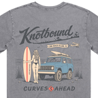 Back detail of the Knotbound Curves Ahead Tee in grey stonewash.
