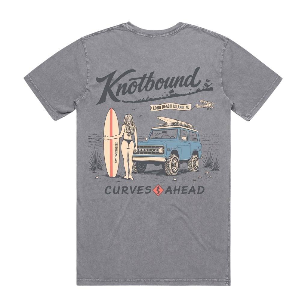 Curves Ahead Tee - Grey Stonewash
