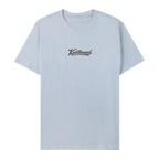 Front view of the LBI Locals x Knotbound tee in sky blue, with the Knotbound logo printed on the center chest.