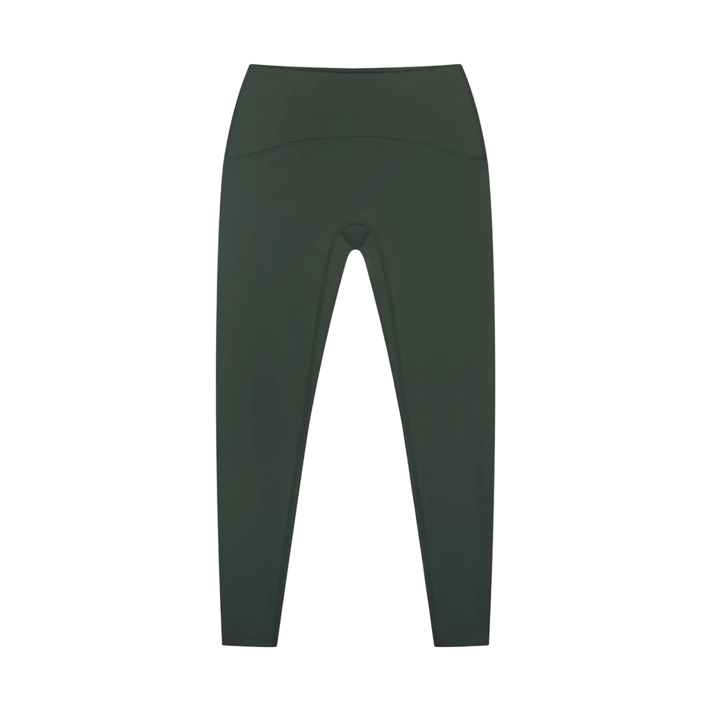 High waisted ankle length yoga leggings, back view against a white background.