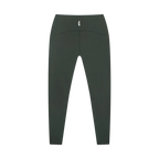 Dark green high waisted ankle length yoga leggings, shown against a white background.