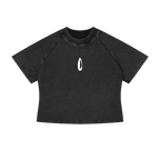 Black mineral wash crop top, shown flat against a white background.