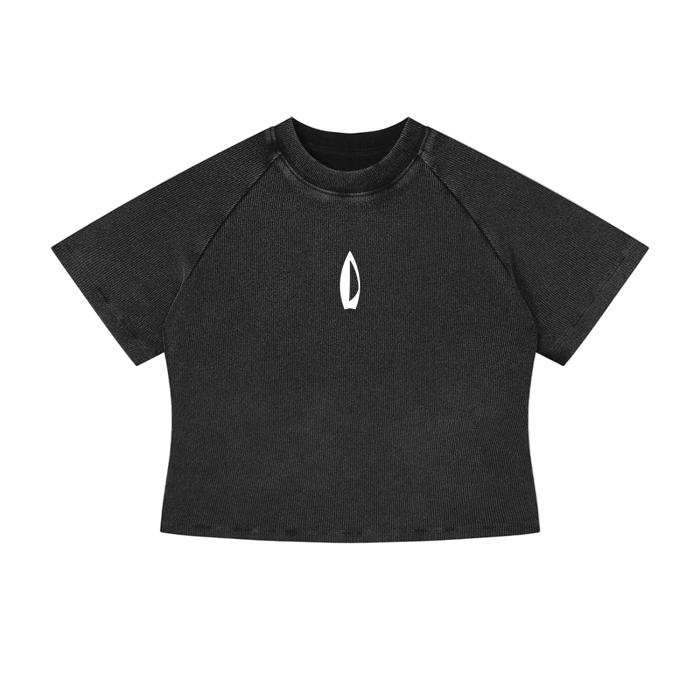 Black mineral wash crop top, shown flat against a white background.