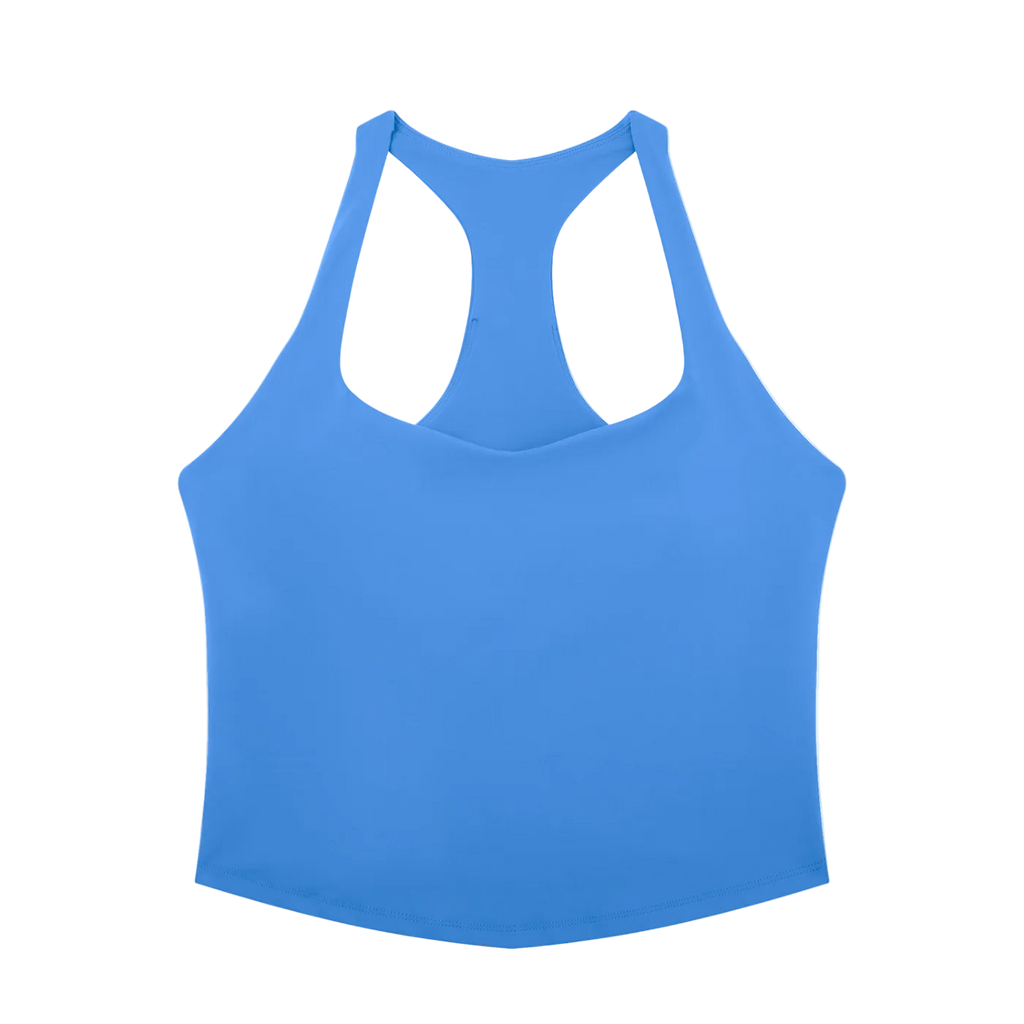 Blue tank top on a white background