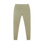 High waisted ankle length yoga leggings, side view against a white background.