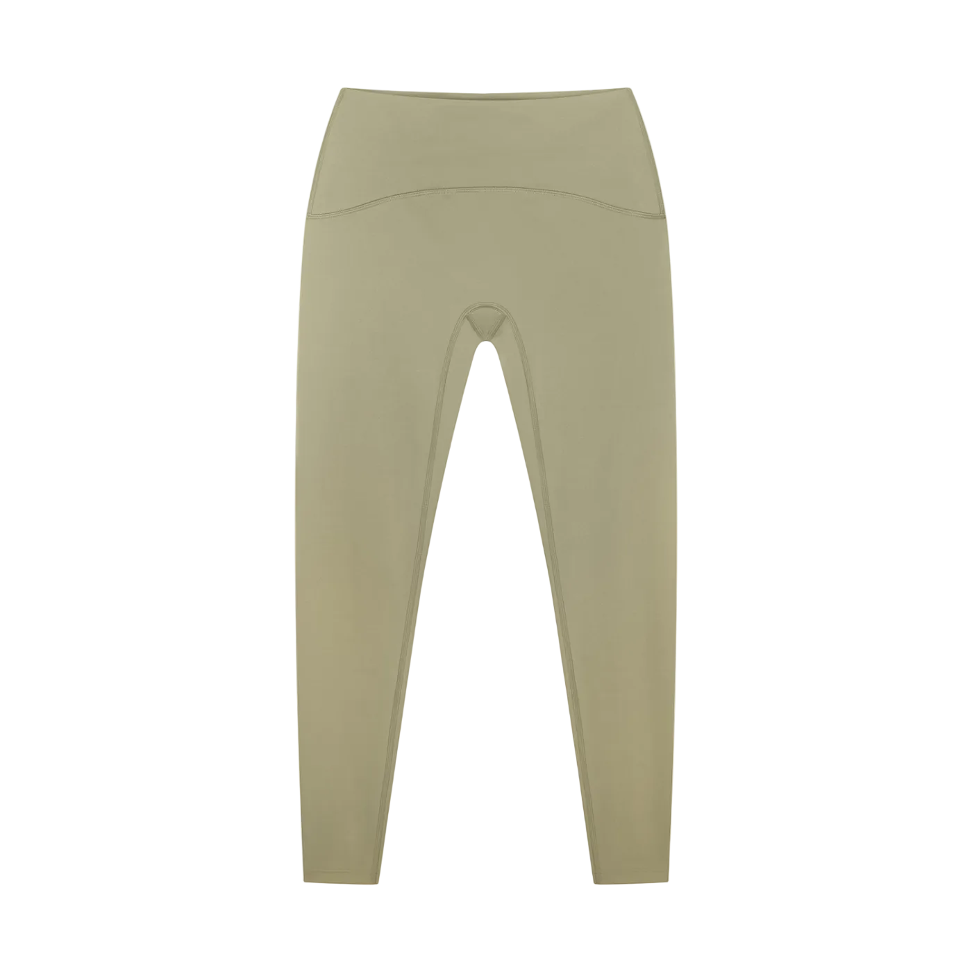 High waisted ankle length yoga leggings, side view against a white background.