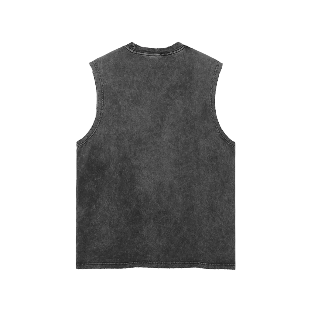 Black sleeveless shirt on a white background