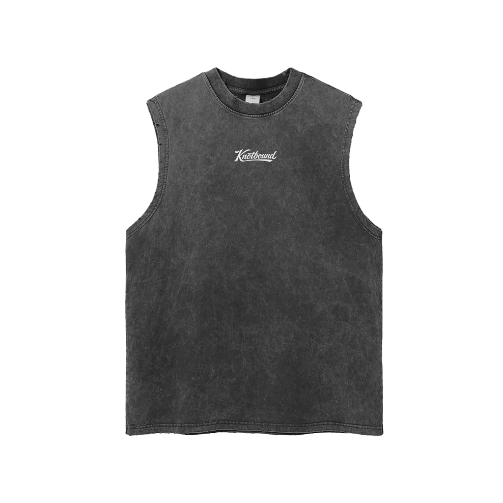 Black sleeveless shirt on a white background