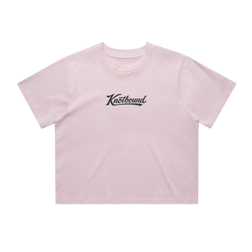 Front view of the Knotbound Drifter Crop Top in orchid.