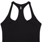 Close up of the yoga tank top fabric and neckline.