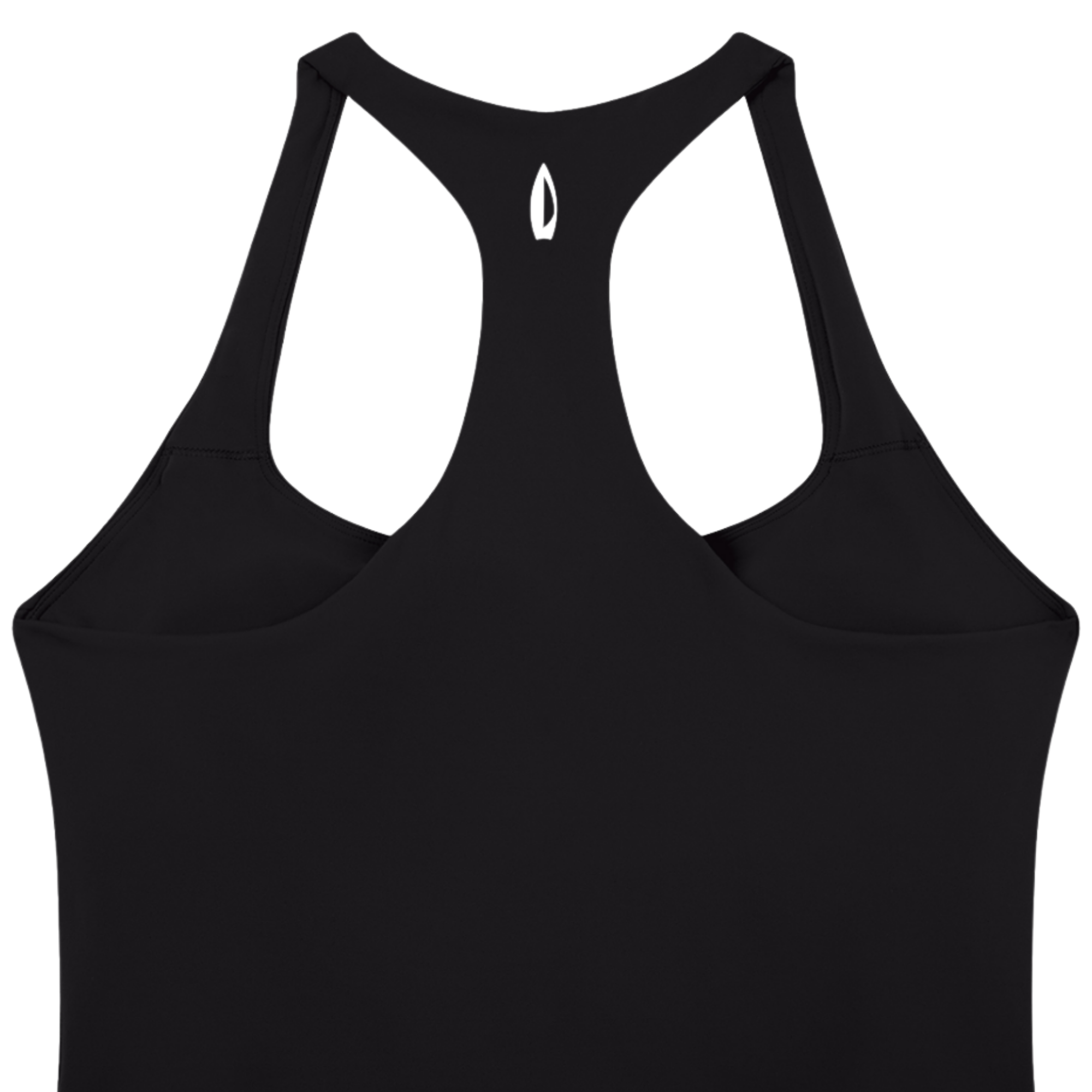 Close up of the yoga tank top fabric and neckline.